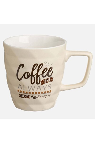 OEM New Bone Ecru Mug with Embossed Diamonds & "It's Coffee Time Always" Mess...