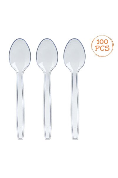 OEM Reusable Transparent Plastic Spoons 15.2 centimeters - 100pcs