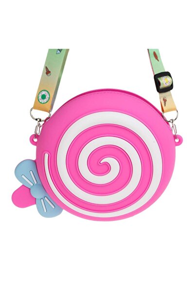 OEM Τσαντάκι Σιλικόνης σε Σχήμα Γλειφιτζούρι Φούξια Λευκό για Κορίτσια Ø14x5εκ.