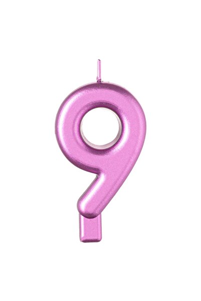 OEM Fuchsia Metallic Birthday Candle No.9