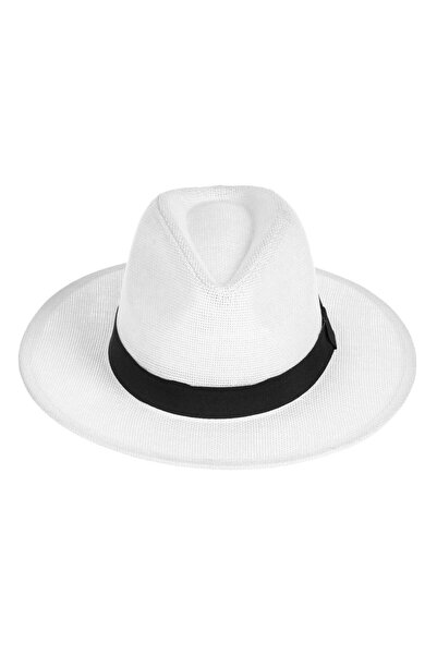 OEM Palarie Panama Unisex Alba cu Panglica Neagra