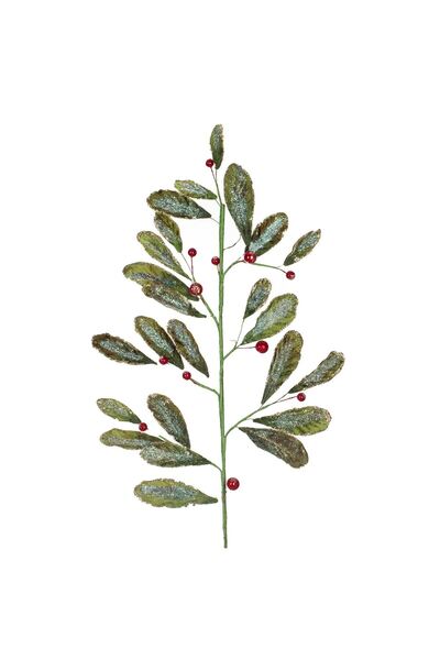 OEM Ramura Decorativa de Craciun cu Glitter Frunze & Fructe 70 centimetri