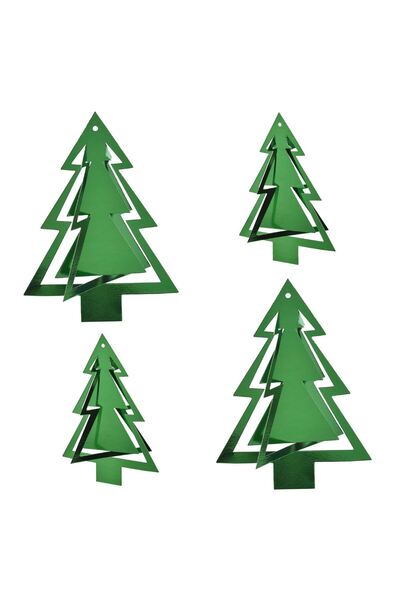 OEM Set Brazi 3D Decorativi de Craciun Verzi cu Folie de 2 Marimi - 4buc