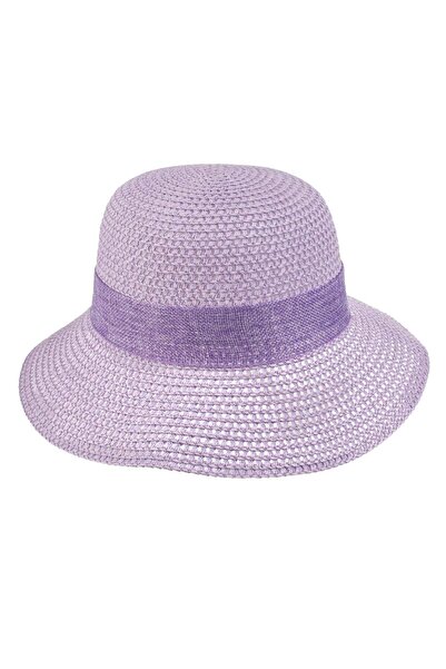 OEM Palarie cu Model Perforat Lila cu Panglica pentru Femei