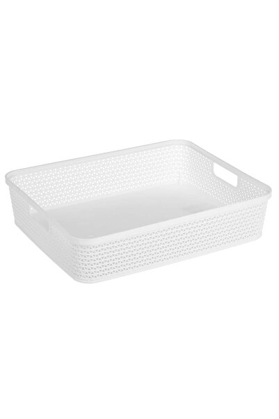 OEM White Perforated Plastic Storage Basket with Handles 5.5L