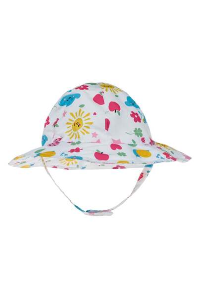 OEM Palarie de Tip ”Bucket” Alba cu Fructe Colorate Soare & Inimi pentru Bebe...