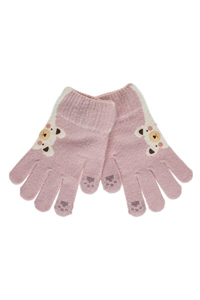 OEM Παιδικά Γάντια Παστέλ Ροζ με Σχέδιο Πατούσας Αρκούδας - 1 ζευγάρι