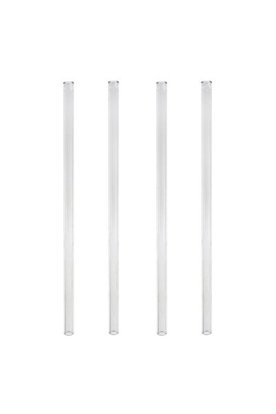 OEM Reusable Transparent Glass Straws - 4pcs