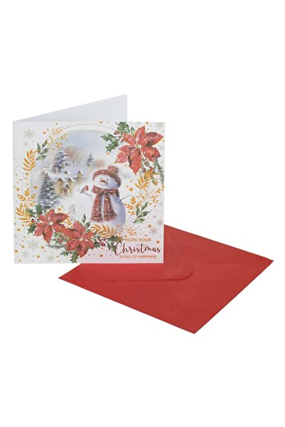 OEM Χριστουγεννιάτικη Κάρτα Χιονάνθρωπος 15x15εκ. & Φάκελος