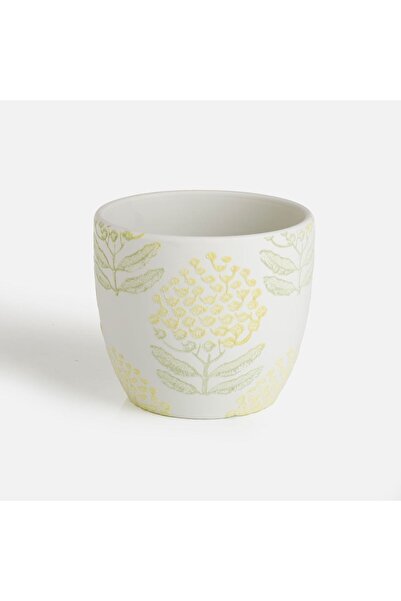 OEM Masca Ghiveci Flori Ceramica cu Model Floral Ø14x12cm - 1,3L