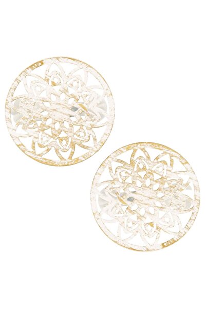 OEM Accesorii Perdea Brosa din Lemn cu Clip Model Floare Alb Aurie Brushed - ...