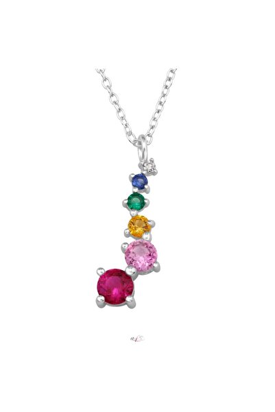 lunamerjewel neclace Round colored cubic zirconia - 925 Sterling Silver Neckl...