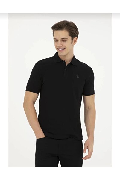 U.S. Polo Assn. Μαύρο ανδρικό μπλουζάκι πόλο Gtp TRENDMOOD