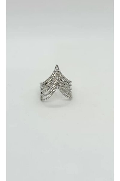 ndjewelry V Form Sparkling Ring – Silver Statement