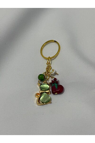 Bestofcase Green Cat Detailed Keychain