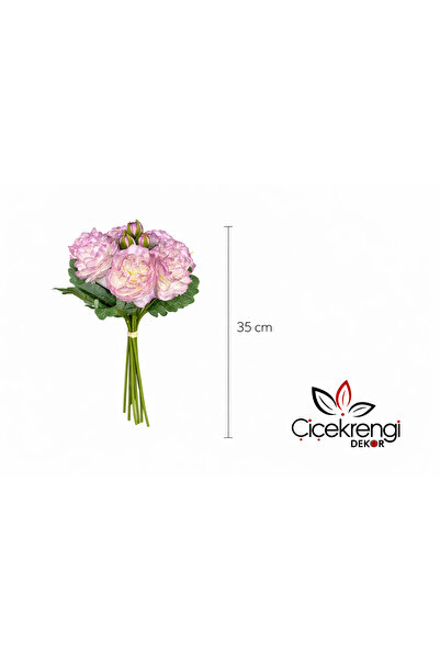 çiçek rengi dekor باقة زهور صناعية فاخرة من الفاوانيا الوردية مقاس 35 سم - با...