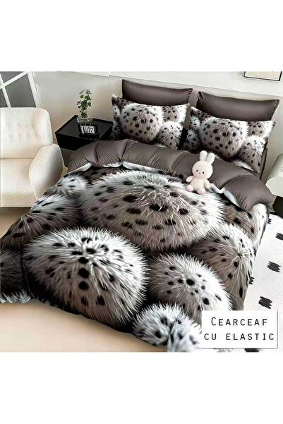 Patul Lenjerie de Pat 6 Piese, Bumbac Finet, Pucioasa, Pat Dublu, 2 Persoane,...