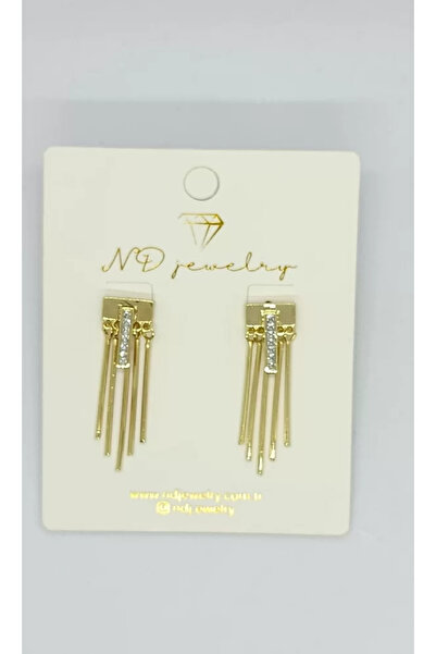 ndjewelry Hanging Chain Detailed Earrings – Golden Shine