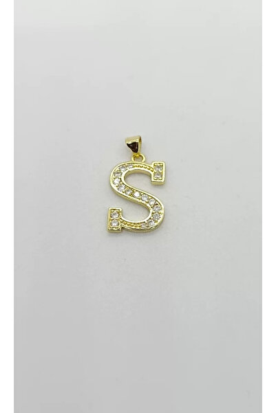 ndjewelry S Harf Taşlı Kolye Ucu – Altın Işıltı