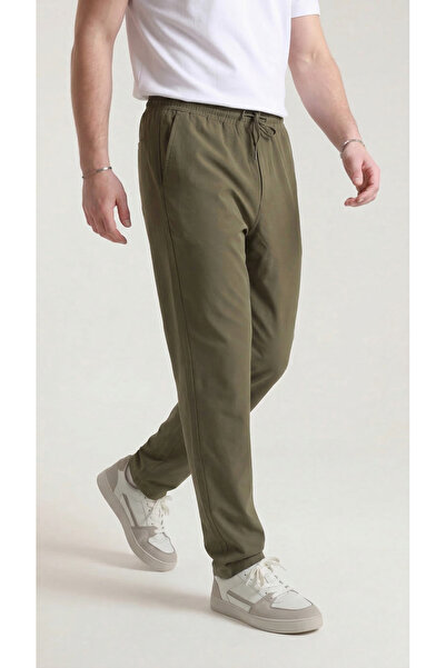 Quanlex Erkek Haki Baggy Fit Paraşüt Eşofman Altı Nefes Alan İnce Yazlık Raha...