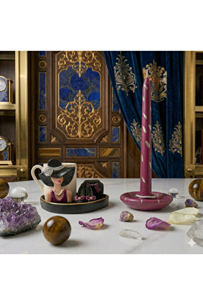 RivelCandle Purple Porcelain Coffee Cup, Candle Holder, and Candle Mat Set – ...