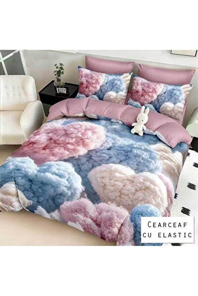 Patul Lenjerie de Pat 6 Piese, Bumbac Finet, Pucioasa, Pat Dublu, 2 Persoane,...