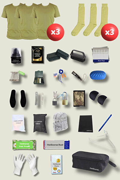 Outdoorun 3-Piece Military Set: Undershirt, Socks, and 27 Accessories - Essen...