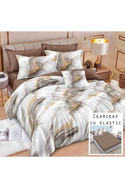 Patul Bed Linen 6 Pieces, Fine Cotton, Sulphur, Double Bed, 2 Persons, Fitted...