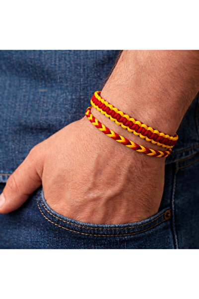 Zet Designe Macrame 2-Pack Yellow Red Fan Bracelet