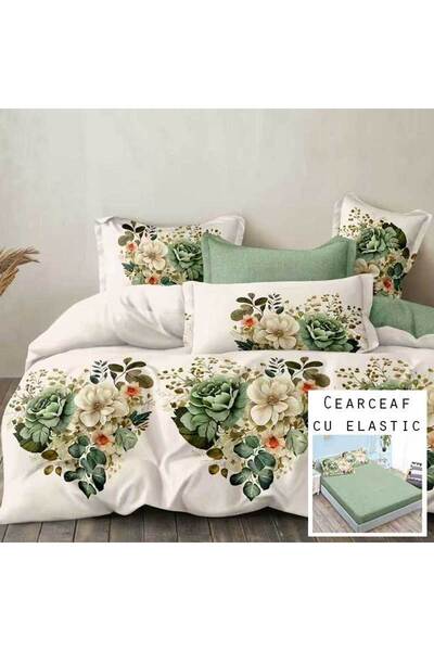 Patul Bubmac Finet Linen, Sulphur, Double Bed, 2 Persons, Stretchy Sheet, 6 P...