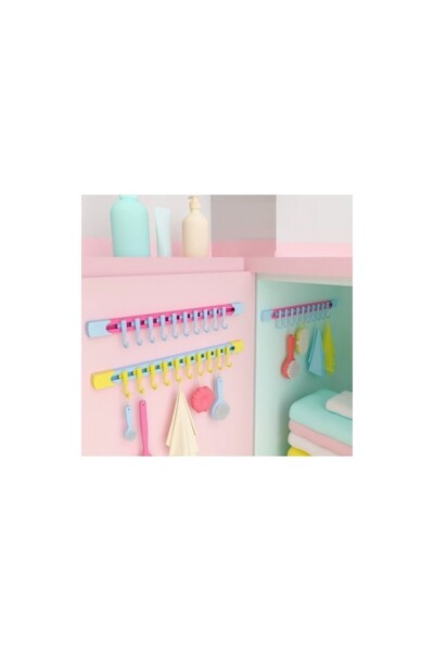 Pretify 10 Kancalı Raylı Mutfak ve Banyo Düzenleyici Askı 30 cm