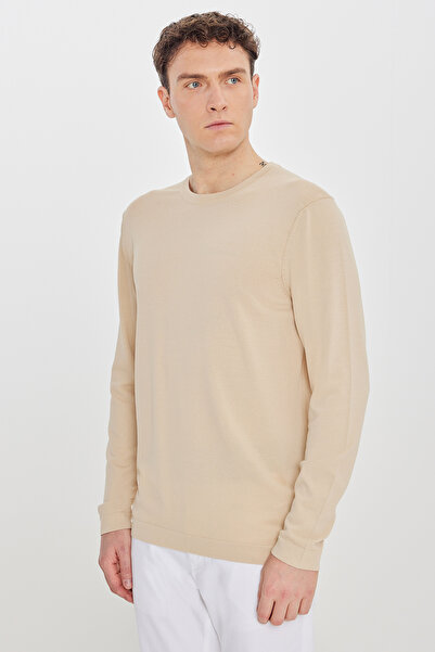 ALTINYILDIZ CLASSICS Чоловічий бежевий стандартний крой, в'язаний светр з кру...