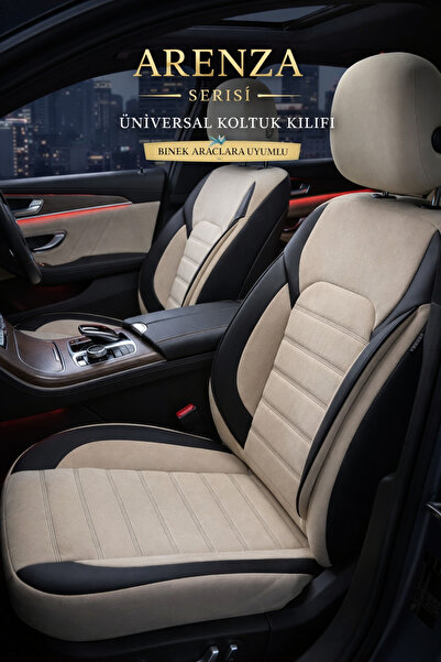 TROBUS Universal - Arenza Series Alcantara Seat Cover (Front+Rear) - Beige