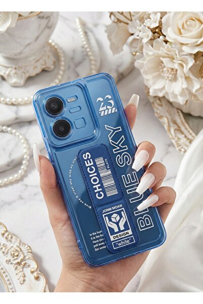 AKSEFİZZ Vi̇vo Y35/ Y22S Colorful Protective Soft Transparent Case with Stand