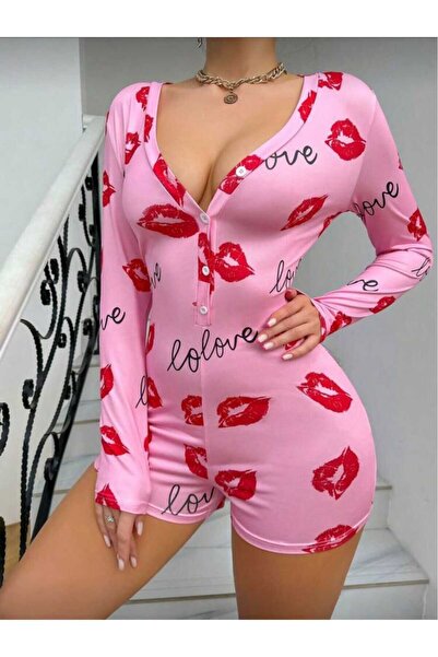 Viselya Μακρυμάνικη Μίνι Ολόσωμη Φόρμα με Κουμπιά Σετ Πιτζάμες