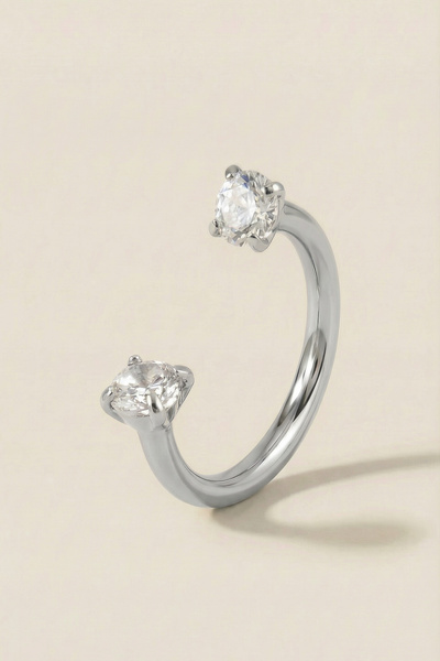 Hetra Gümüş Renkli Cerrahi Çelik 10 mm Tektaş Yarım Halka Piercing – Helix, L...