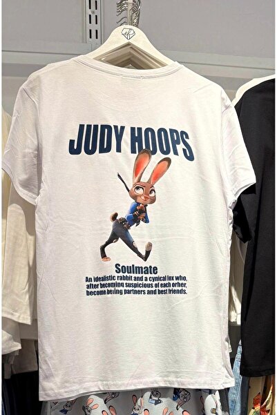 TheWeekend Beyaz Unisex Sırt Baskılı Judy Hopps T-Shirt-theweekend