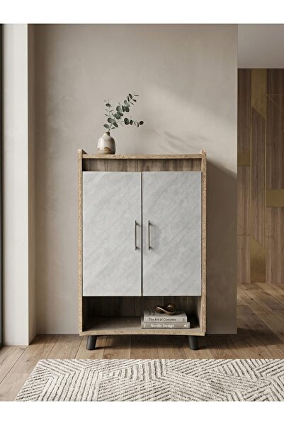 TrentonGCC خزانة تخزين خشبية ببابين - خزانة أرضية عصرية مع رف لغرفة المعيشة و...