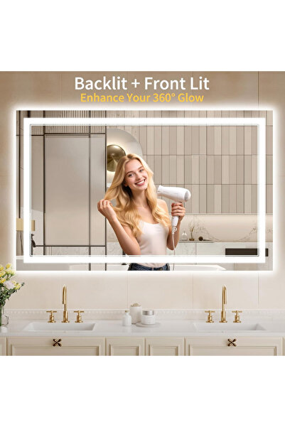 Golivn 50*70cm LED Bathroom Mirror Lights Dimmable Led Vanity Mirror 3 Colors...