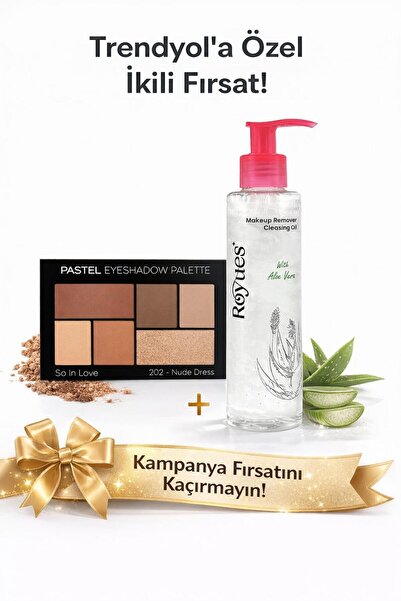 Pastel 6'lı Far Paleti (202 nude dres) + Royues Makyaj Temizleyici İkili Bakı...