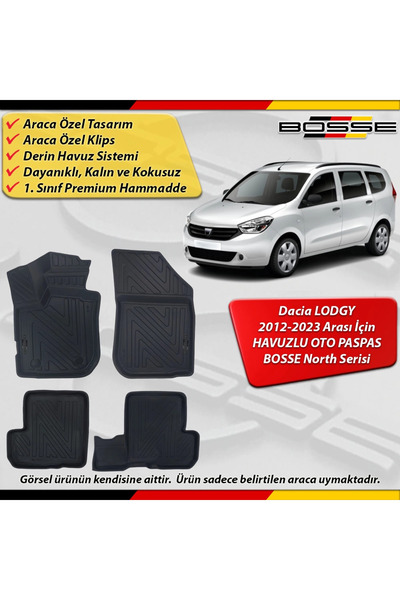BOSSE North Dacia Lodgy Paspas Araca Özel 2013 - 2023 Arası Derin Havuzlu 3D ...