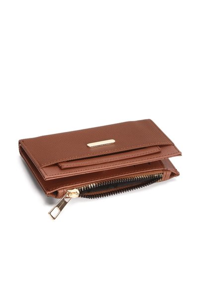 Newish Polo Women's Zippered Portfolio Wallet Card Holder Textured Vegan Faux Leather - Medium Size