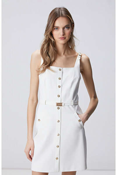 Network Kırık Beyaz Mini Elbise