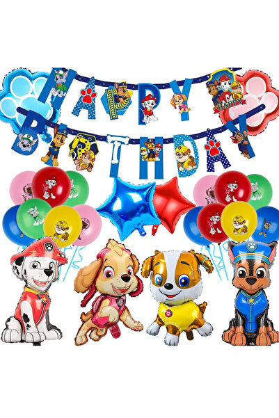 ANTADESIM Set de 26 de baloane, figurine din folie Paw Patrol de 72 cm, baloa...