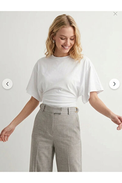 Hukateks Bele Oversize Sleeved Viscose Bluz