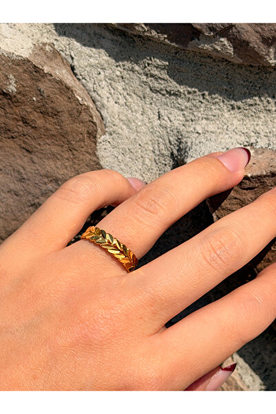 FSY Elif Alyans Bilezik Burma Başak Model Altın Kaplama Gümüş Alyans Yüzük