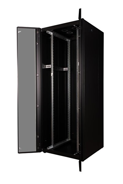 Lande خزانة راك عمودية من نوع هايبرلاين 42U 800x800 قابلة للفك (أسود) (غطاء ز...