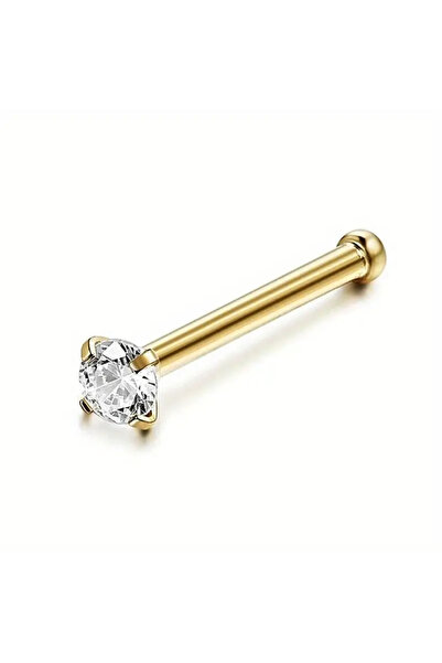 Choice13 C Golden 1.5mm 1Piece Surgical Steel Crystal CZ Nose Ring L Shape No...