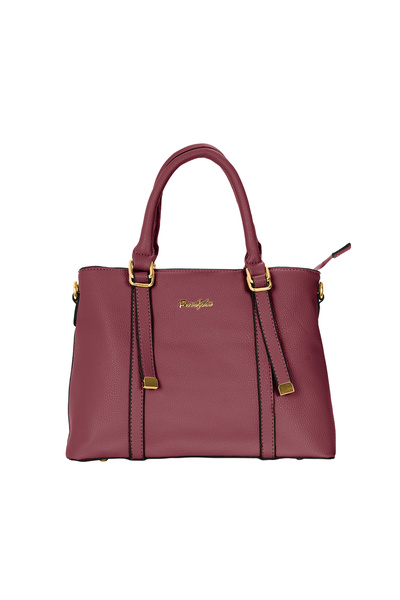 PARAJOHN Women's PU Leather Handbag Elegant Tote Shoulder Bag with Gold Details