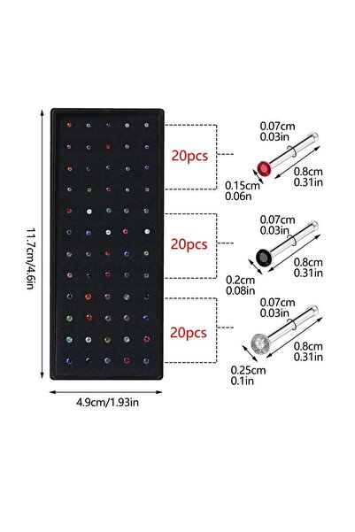 Choice l-Color(60PCs) 40/60 Pcs/Set Crystal Stainless Steel Nose Piercing Pac...